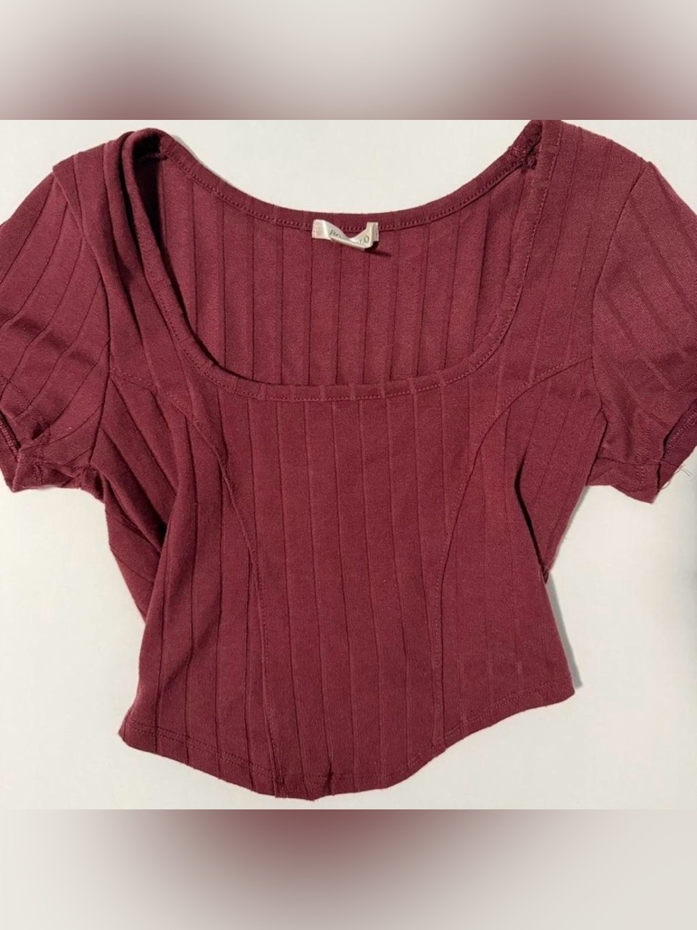 Bozzolo Ribbed Scoop Crop Top - Wine